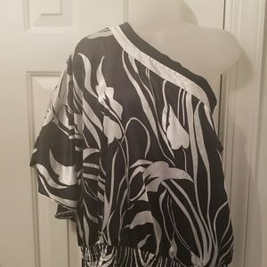 Black and White one Shoulder Blouse